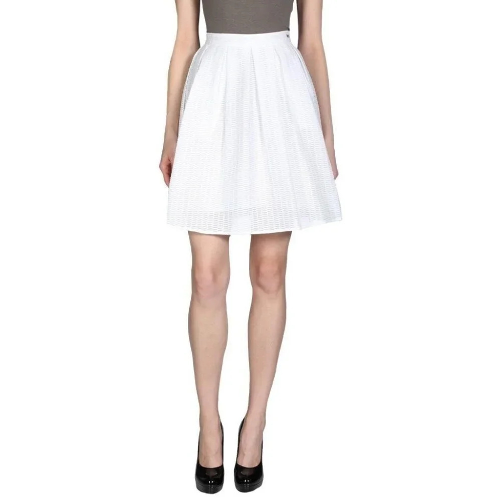 Armani Exchange Flare Crochet White Skirt